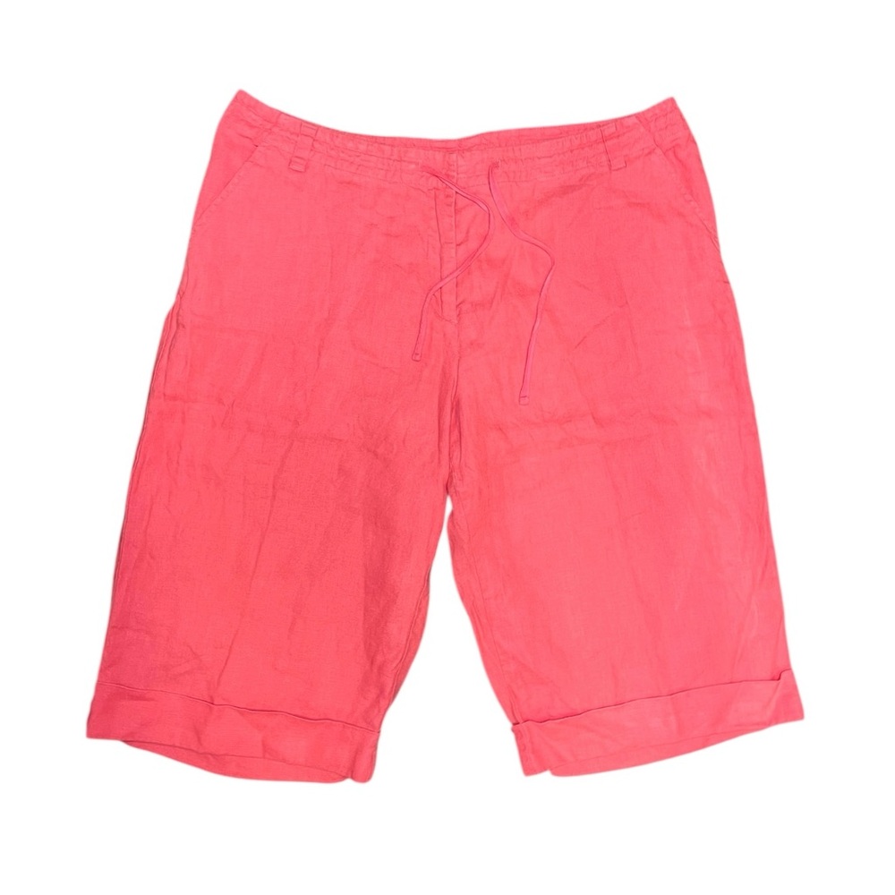 Garnet Hill 100% Linen Womens Pink Casual Shorts Capris Pants Size 16